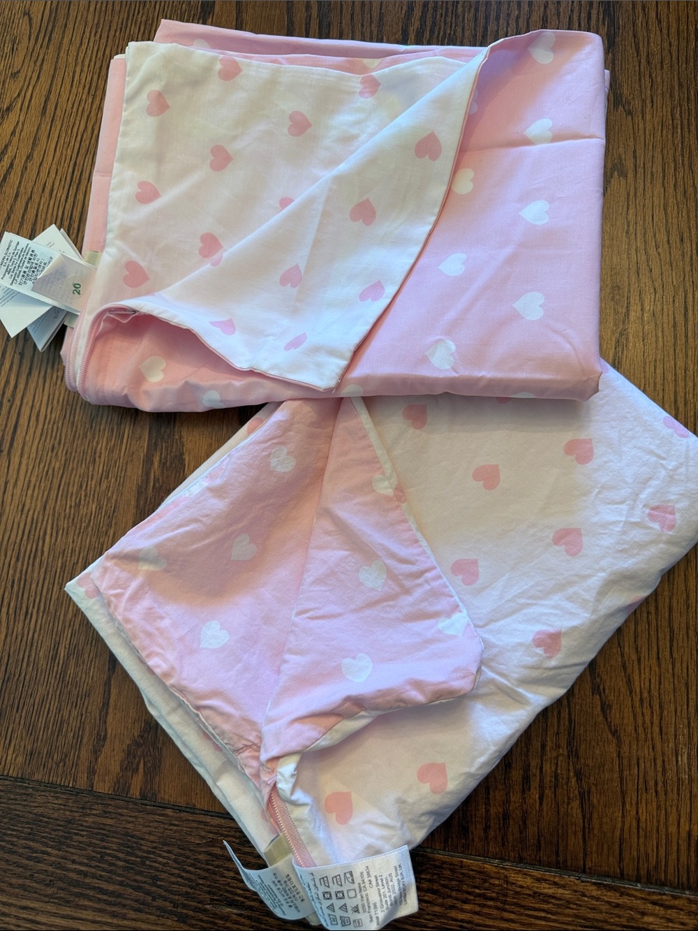 Pottery Barn Kids Heart Toddler Duvet Covers Lot 2 Organic Cotton Pink HeartsNWT